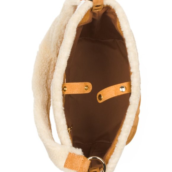 NEW CLAUDIA Made In Italy Leather Shearling Bucket 1160mn - Picture 3 of 5